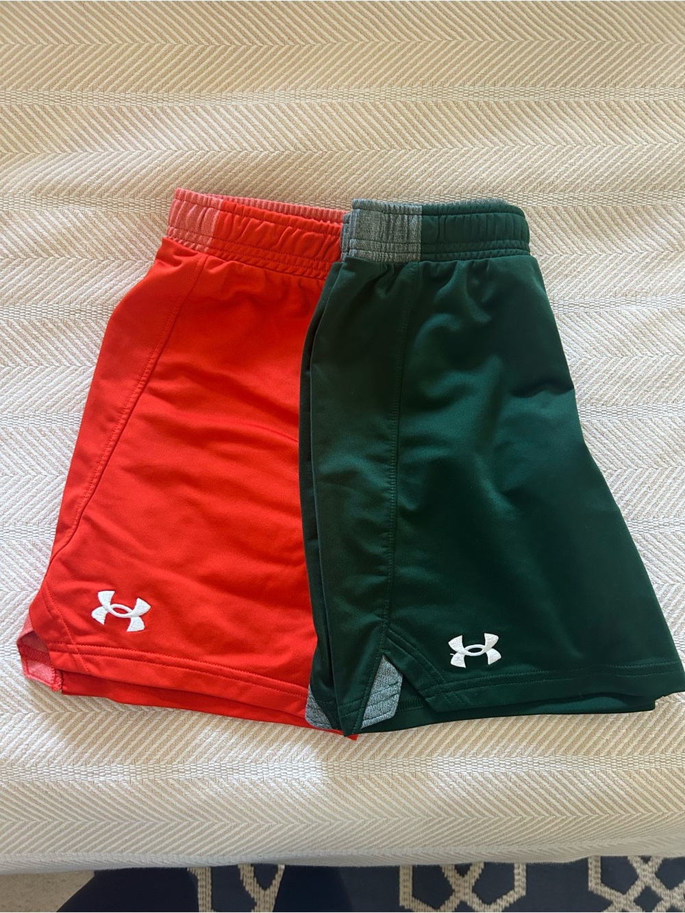 Under Armour Kids Orange and Dark Green Athletic Shorts Set